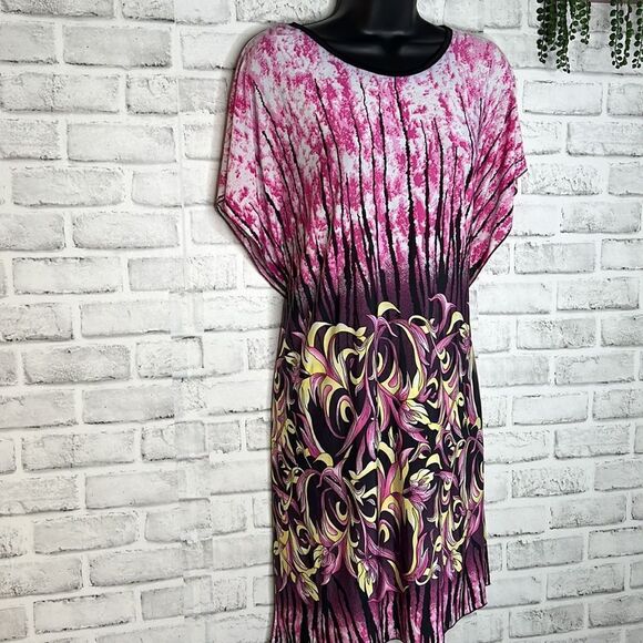 Christina Love Boho Pullover Dress Women's Size Large Stretch Short Sleeve - Picture 2 of 5